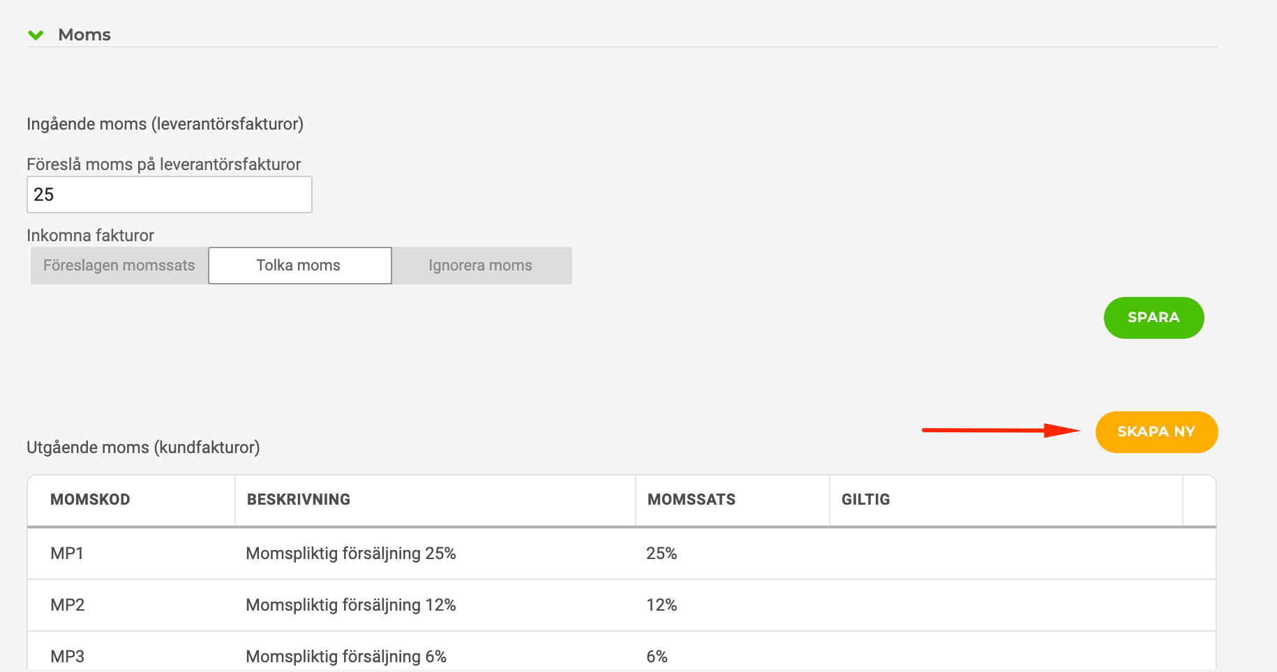 skapa moms